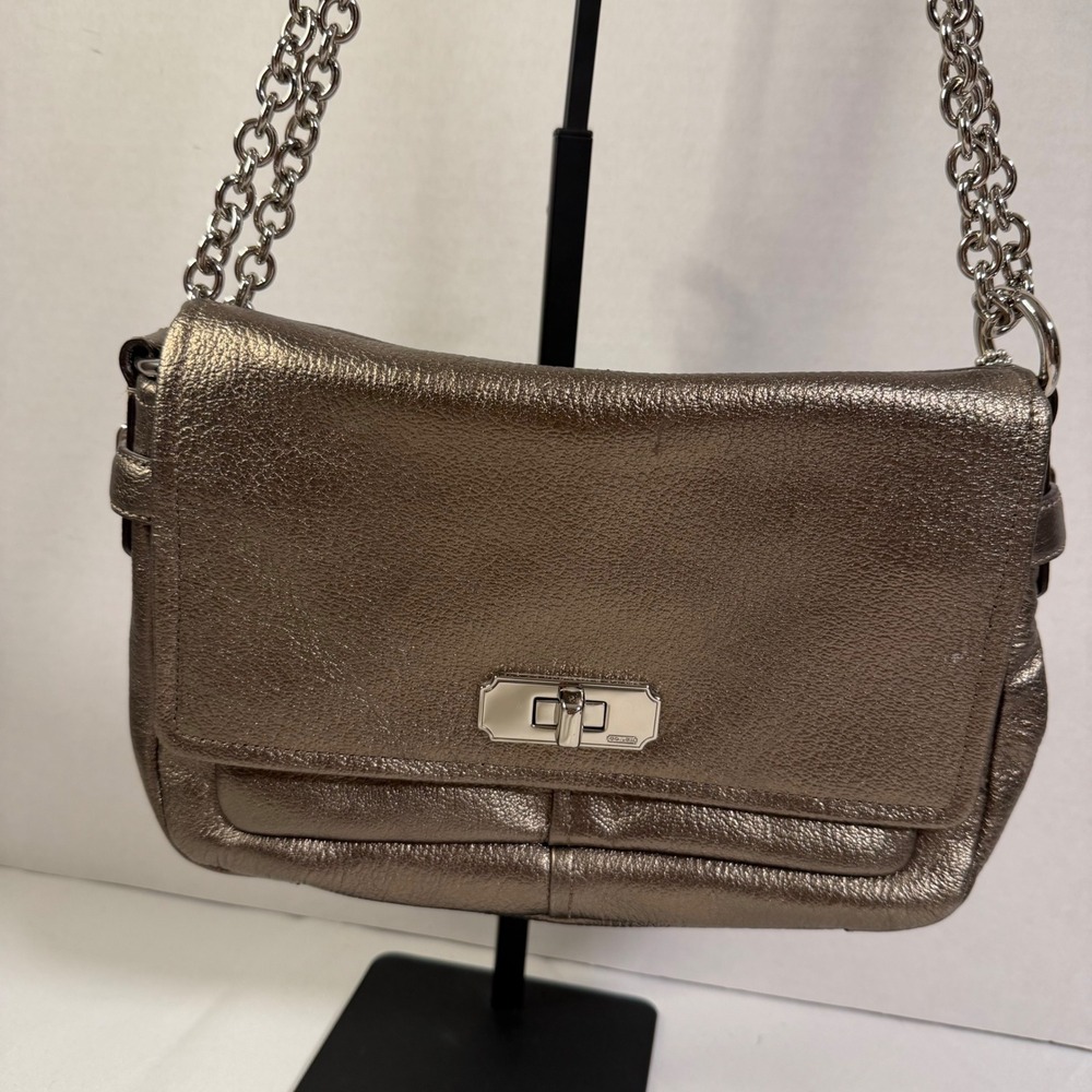 Coach Kristin Spectator Bag OS Bronze Metallic Leather F17808 Chain Shoulder Bag